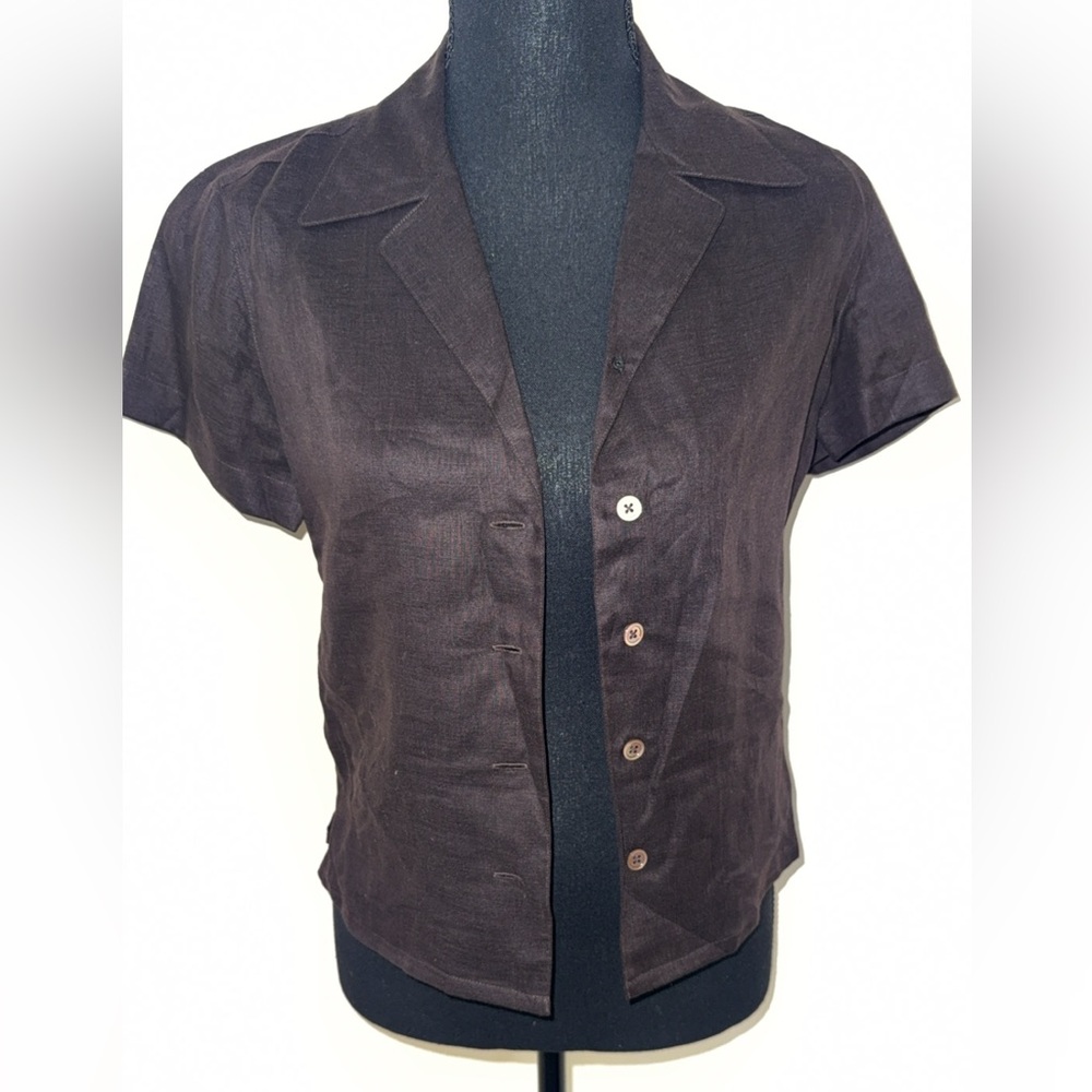 Ellen Tracy Dark Brown Button-Down Shirt
